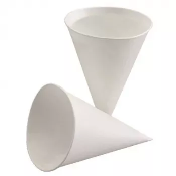 PAPSTAR Cukranendrių popieriaus kūgio formos puodelis 150 ml, baltas, 85 mm skersmens, 115 mm aukščio (88619)