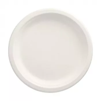 PAPSTAR pure cukranendrių lėkštė apvali 230 mm, 12 vnt. pakuotė, kompostuojama, tinkama mikrobangų krosnelei, 89748