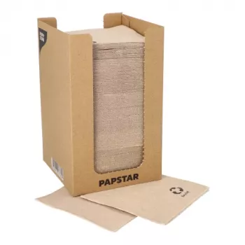 PAPSTAR PUNTO kokteilinės servetėlės, 200 x 200 mm, natūralaus audinio, 2 sluoksnių, 1/4 lankstymo, mikro taškeliai, 250 servetėlių 89546