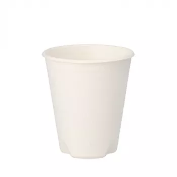 PAPSTAR pure cukranendrių popieriniai puodeliai 0,2 L, balti, 12 vnt., kompostuojami ir mikrobangų krosnelei tinkami 89853