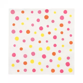 PAPSTAR Colorful Dots popierinės servetėlės, 330 x 330 mm, rožinės, 3 sluoksnių, 1/4 lankstymo, 20 servetėlių 88346