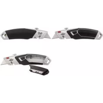 WEDO Safety Cutter Profi Plus II, 3 pakopų automatinis peiliuko įtraukimas, sidabrinis/juodas, 3 pjovimo gyliai, 1 vnt. (78 851)