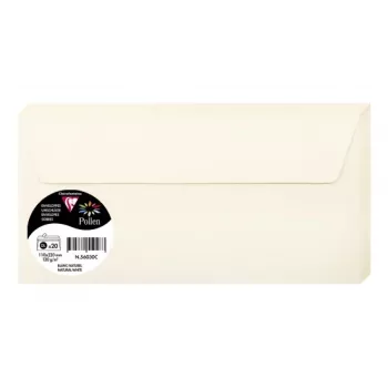 Pollen by Clairefontaine DL vokas, natūraliai baltas 120 gsm, 110 x 220 mm, pH neutralus, be rūgščių, 1 vnt. (56030C)