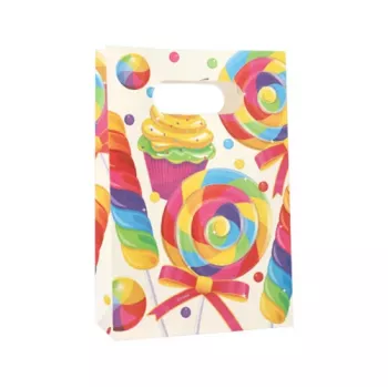 PAPSTAR Candies popierinis vakarėlio maišelis su rankena, 140 x 210 x 60 mm, su blokiniu dugnu ir šoninėmis klostėmis, 1 vnt. (88862)