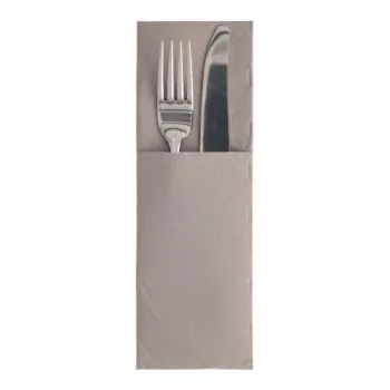 PAPSTAR ROYAL Collection servetėlių kišenė, pilka, 40 x 40 cm, 1 sluoksnio airlaid, iš anksto sulankstyta su stalo įrankių kišene, 50 vienetų 89417