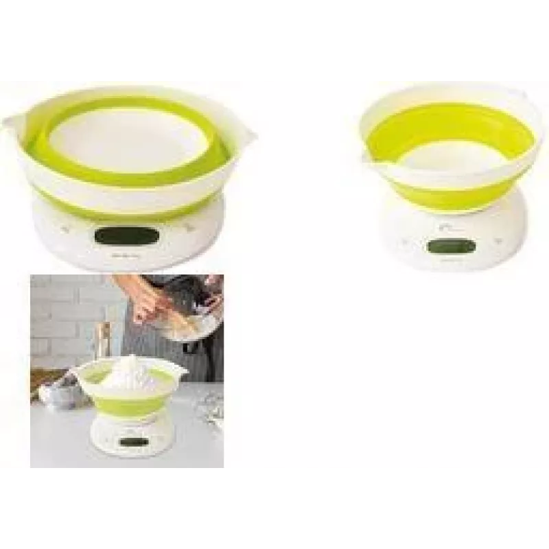 Little Balance LB 8064 sulankstomos virtuvinės svarstyklės su dubeniu, baltos/šviesiai žalios, 5 kg