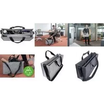 SIGEL Business Felt Desk Sharing Bag Classic L, pilkos spalvos sintetinio veltinio rankinė, 2 nešiojimo rankenos ir reguliuojamas peties diržas, 1 vnt. (BA409)