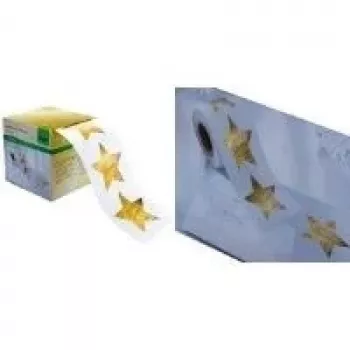 SIGEL Christmas Stars lipdukai, auksinis spaudinys, 47 x 47 mm, ritėje (CS112)