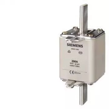 SIEMENS NH saugiklis, 3 dydis, 200 A, 500 V AC/440 V DC, gG, priekinis indikatorius, keraminis korpusas, sidabruoti vario kontaktai 3NA3340