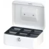 MAUL pinigų dėžutė balta 200x170x90 mm plieninė su cilindrine spyna ir 2 rakteliais 56102-02