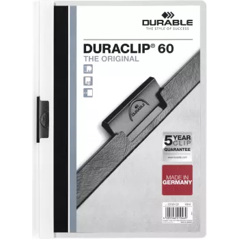 DURABLE DURACLIP 60 A4 dokumentų segtuvas su spaustuku, juodas (25 vnt. pakuotė) 220902