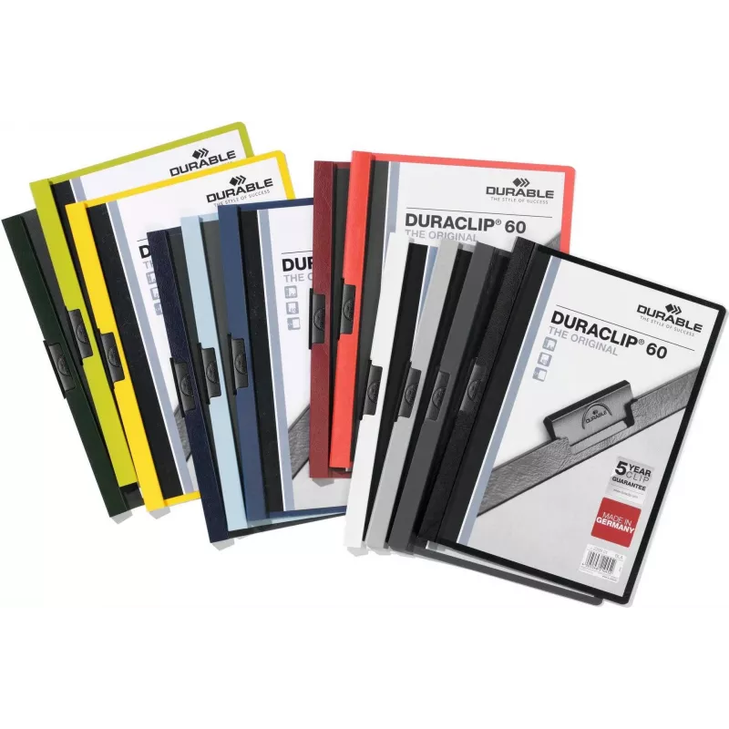 DURABLE DURACLIP 60 A4 dokumentų segtuvas su spaustuku, juodas (25 vnt. pakuotė) 220902
