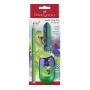 Faber-Castell Dino Jumbo rašymo rinkinys, žalias, 3 pieštukai, 3 mm šerdis, ergonomiškas trikampis, nelūžtanti šerdis, nuo 3 metų 111529