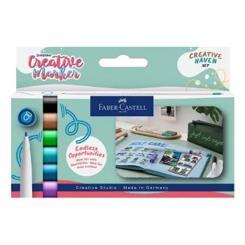 Faber-Castell Goldfaber Creative Marker rinkinys Creative Haven, 6 skirtingų spalvų, vandeniniais dažais, teptuko antgalis 160603