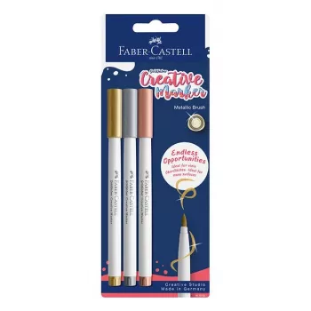 Faber-Castell Goldfaber Creative Marker rinkinys, 3 skirtingų spalvų, vandeniniai pigmentiniai rašalai, bekvapiai, nesitepantys, atsparūs purslams, blisteris 161005
