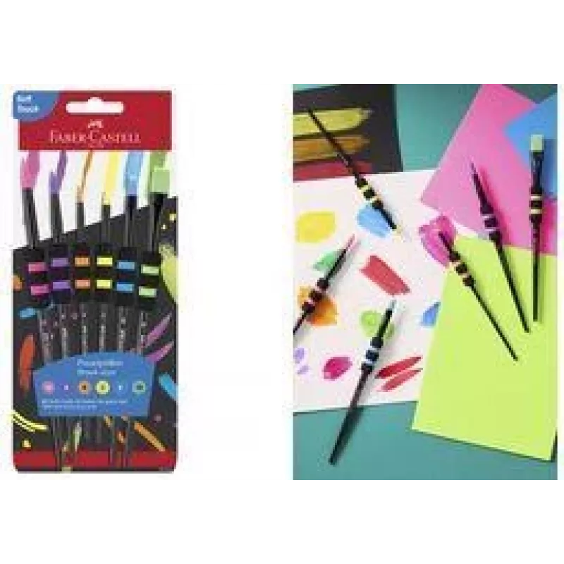 Faber-Castell sintetinių plaukų teptukų rinkinys, 6 vnt., su minkšto lietimo rankena, tvirti, minkšti sintetiniai - 1 vnt. (481622)