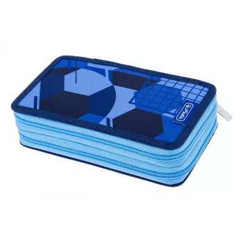HERLITZ Blue Goal dviejų skyrių penalas, 23 dalių, 2 skyriai, užtrauktukas, spalvotas vidus 400205859
