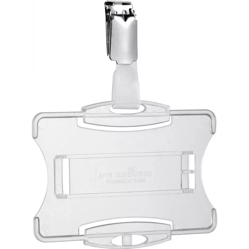 DURABLE ID kortelės laikiklis su sukamuoju klipu, permatomas, 1 kortelei, 25 vnt. 811819