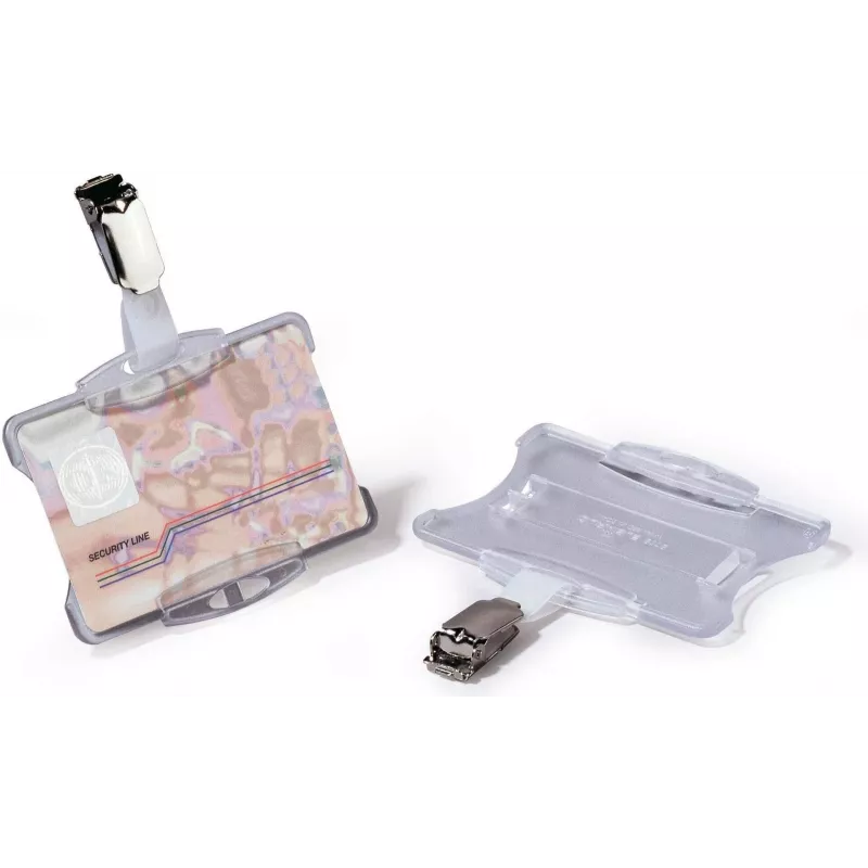 DURABLE ID kortelės laikiklis su sukamuoju klipu, permatomas, 1 kortelei, 25 vnt. 811819