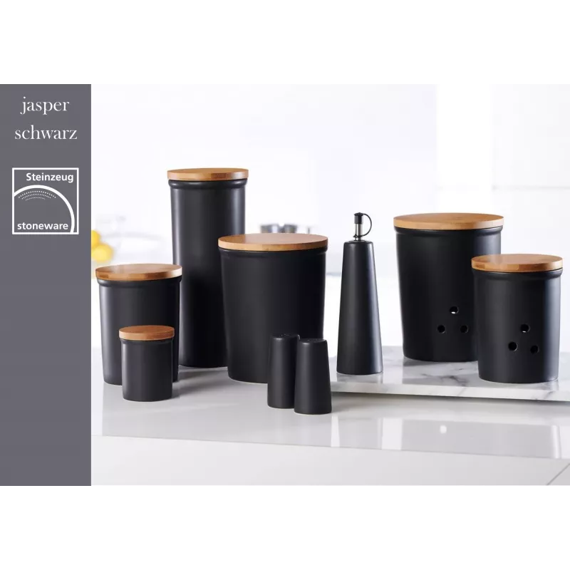 Ritzenhoff & Breker Jasper maisto laikymo stiklainis 1,6 l, keramika su bambukiniu dangteliu, juodas 415322