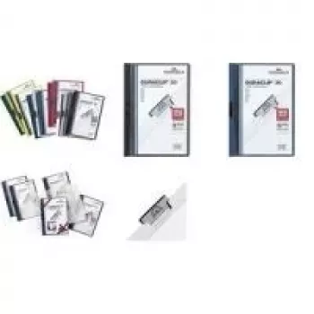 DURABLE DURACLIP ORIGINAL 30 A4 dokumentų segtuvas su metaliniu spaustuku, permatomu mėlynu viršeliu, 5 vnt. 2227-07