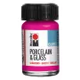 Marabu Porcelain & Glass Paint, blizgus, aviečių spalvos, 15 ml 11150039131