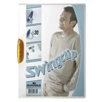 DURABLE SWINGCLIP® 30 A4 permatomas segtuvas su spaustuku, 30 lapų talpa, 25 vnt. pakuotė 226009