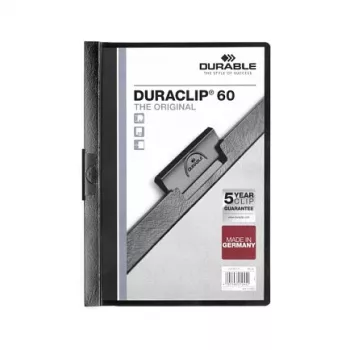 DURABLE DURACLIP 60 A4 segtuvas su spaustuku, juodas (25 vnt. pakuotė) 220901