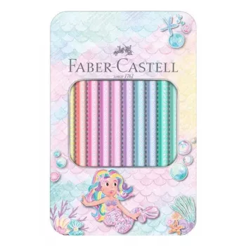 Faber-Castell Sparkle Jumbo trikampiai spalvoti pieštukai, 10 vienetų rinkinys, įvairios spalvos, 3,8 mm šerdis, minkšto sukibimo zona, atsparūs lūžimui, FSC sertifikuota mediena 210910