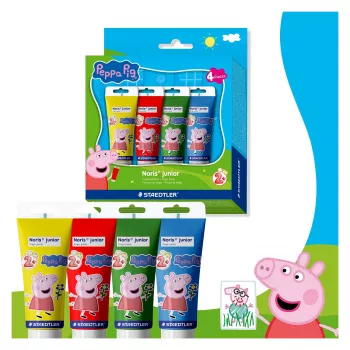 STAEDTLER Noris junior Peppa Pig pirštų dažai, 4 x 150 ml, nuo 2 metų 8814 L1