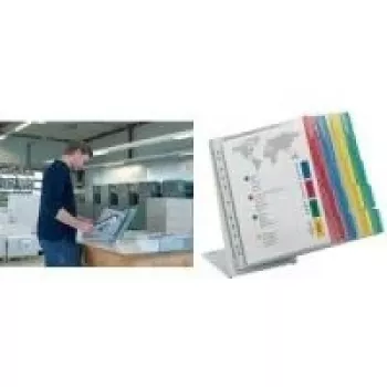 DURABLE FUNCTION TABLE 20 A4 stalinis dokumentų demonstravimo panelių rinkinys, 20 panelių, juodas rėmas, šviesiai pilkas pagrindas 568800