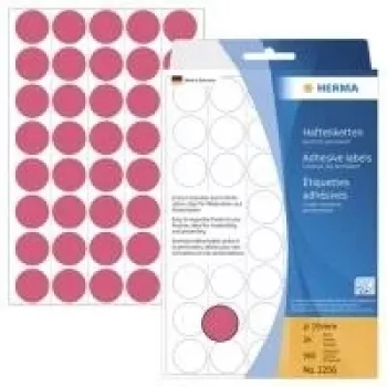 HERMA 2256 apvalios lipniosios etiketės, ryškiai raudonos, 19 mm, 960 etikečių (24 lapai x 40)