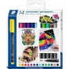 Staedtler Lumocolor Permanent Marker Set 317 C14 - 14 skirtingų spalvų, plonas antgalis 0,6 mm