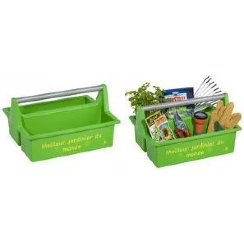 allit McPlus Carry Jardinier įrankių dėklas, žalias, ergonomiška aliumininė lanko rankena, 2 dideli skyriai, 1 vnt. (8500906006)