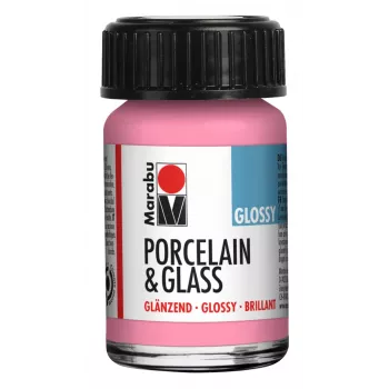 Marabu Porcelain & Glass Paint, blizgi rožinė, 15 ml, nereikia kepti 11150039133