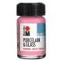 Marabu Porcelain & Glass Paint, blizgi rožinė, 15 ml, nereikia kepti 11150039133