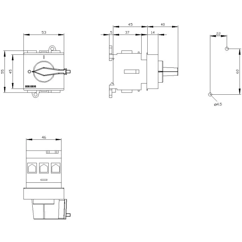 Siemens SENTRON 3LD2 3 polių skyriklis 25A 690V raudonas/geltonas 3LD21300TK13