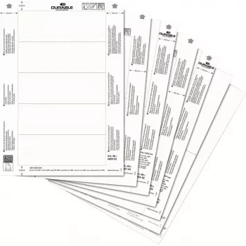 DURABLE Įdedami etiketės A4 210 x 297 mm, 10 lapų, baltos, kartonas 170 gsm, lazeriniams/rašaliniams spausdintuvams 485602