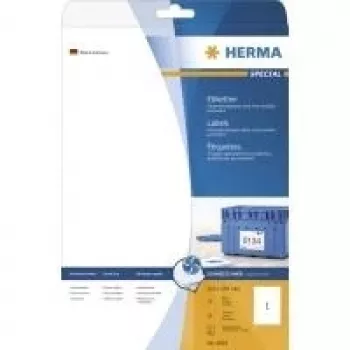 HERMA Special 4824 nuolatinio klijavimo matinio padengto popieriaus bylos aplanko nugarėlės etiketės, baltos, A4, 25 lapai, 100 etikečių