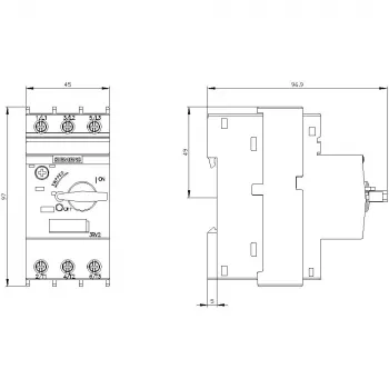 SIEMENS SIRIUS 3RV2 grandinės pertraukiklis transformatorių apsaugai 5,5-8A 3 polių 3RV2411-1HA1