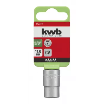 kwb 372211 lizdinis veržliarakčio įdėklas 11 mm, 3/8 colio pavara, chromo vanadžio plienas, 6 briaunų