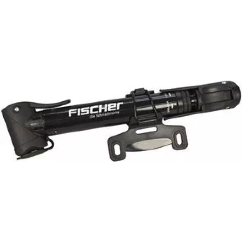 FISCHER Mini dviračio pompa su T formos rankena, juoda, perjungiama aukštas slėgis / didelis tūris, teleskopinė - 1 vnt. (85581)