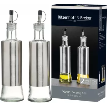 Ritzenhoff & Breker BASIC acto ir aliejaus butelių rinkinys, stiklas su nerūdijančio plieno apdaila, 250 ml, 2 dalių 823523