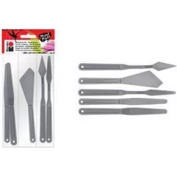 Marabu tapybos peilių rinkinys, plastikiniai, 5 vnt., pastoziškiems dažams, struktūrinėms pastoms, akrilui, aliejiniams dažams, geliams 0173000000031