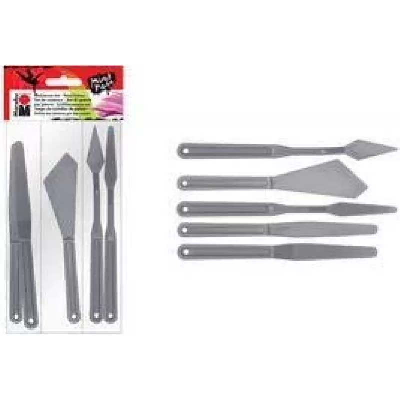 Marabu tapybos peilių rinkinys, plastikiniai, 5 vnt., pastoziškiems dažams, struktūrinėms pastoms, akrilui, aliejiniams dažams, geliams 0173000000031