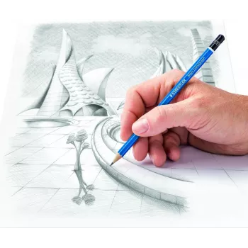 STAEDTLER Mars Lumograph 100 G24 piešimo pieštukų rinkinys, 24 skirtingo kietumo, metalinėje dėžutėje, mėlyni šešiakampiai