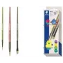 STAEDTLER Noris sintetinių teptukų rinkinys, 3 vnt., įvairių spalvų, perdirbto plastiko rankenos, metalinės įvorės (989R-S BK3)