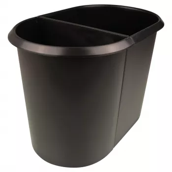 HELIT the double popieriaus atliekų krepšys, ovalus, 20 L, juodas, PE, be dangčio, 1 dalis (H6103795)