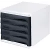 HELIT H6129498 staličių dėžė, 5 stalčiai, šviesiai pilka/juoda, polistirenas/ABS, sukraunama