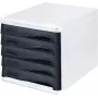 HELIT H6129498 staličių dėžė, 5 stalčiai, šviesiai pilka/juoda, polistirenas/ABS, sukraunama